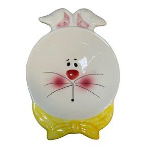 K-Mart Easter Bunny Rabbit Snack/ Treat Plate Yellow Scarf Vintage